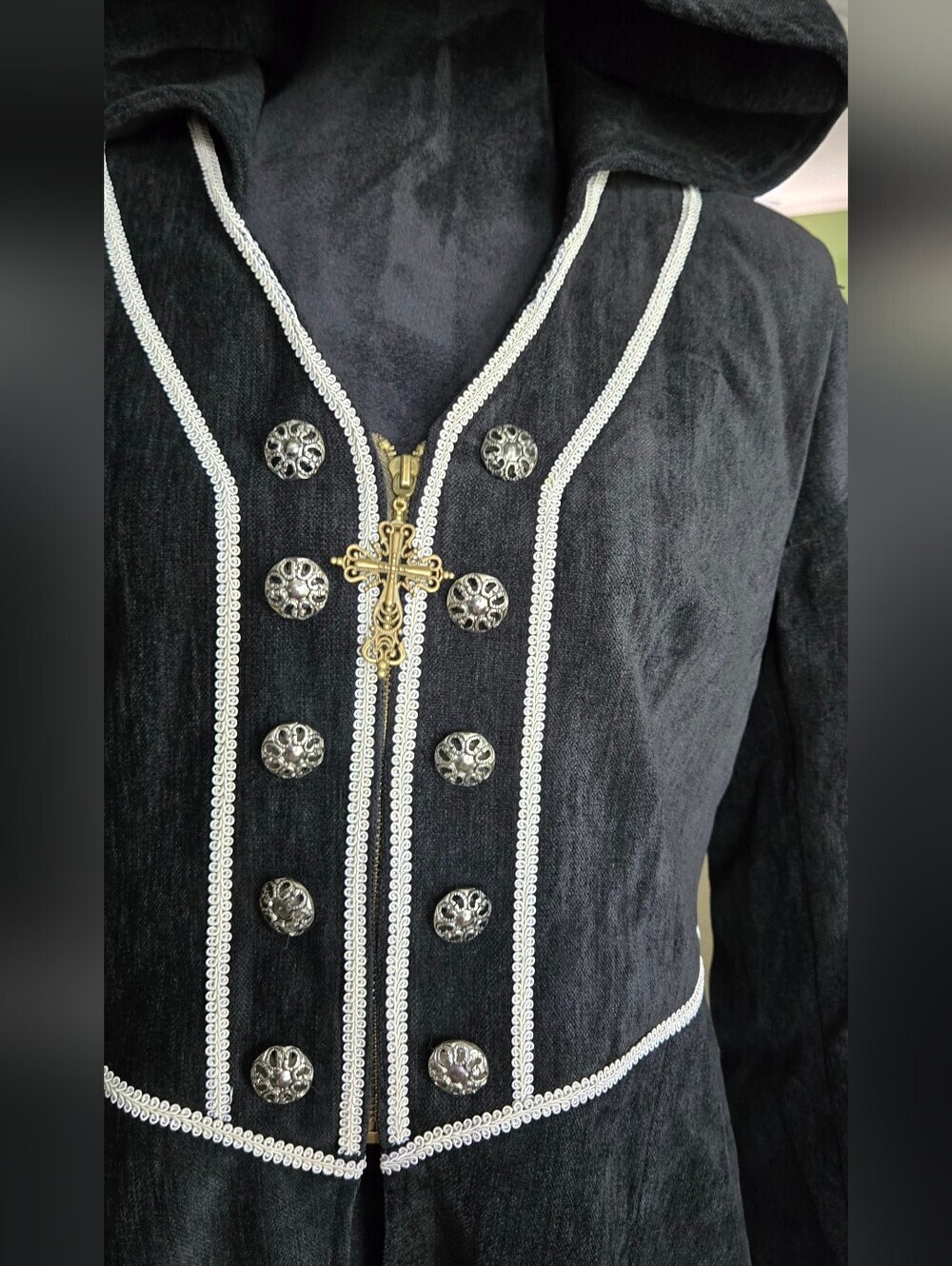 Gothic Medieval Long Coat With Hood #1290 - Picture 6 of 13